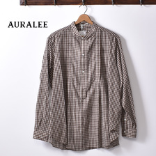 AURALEE SUPER LIGHT CHECK BIG PULLOVER BROWN GINGHAM CHECK画像
