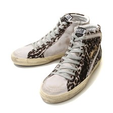 GOLDEN GOOSE SNEAKERS SLIDE -WHITE BLACK / LEOPARD PONY- G32MS595-S6画像