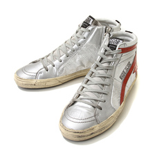 GOLDEN GOOSE SNEAKERS SLIDE -SILVER / RED GLITTER STAR- GARMS595-F7画像