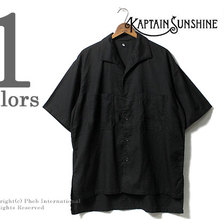 Kaptain Sunshine FINX COTTON SHUTTLE PANAMA ITALIAN COLLAR SAFARI SHIRT BLACK KS8SSH02画像