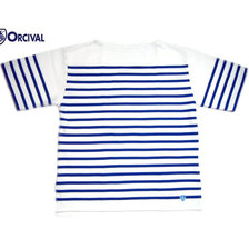 Orcival #6116 MEN'S S/S BOATNECK TEE white x blue画像