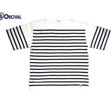 Orcival #6116 MEN'S S/S BOATNECK TEE white x black画像