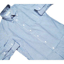 INDIVIDUALIZED SHIRTS L/S STANDARD FIT B.D. PINPOINT OXFORD STRIPE SHIRTS white x blue画像