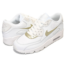 NIKE AIR MAX 90 LTR GS summit white/mtlc gold star 833376-103画像