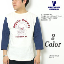 WAREHOUSE Lot 4800 7分袖ベースボールT COYOTE CRUISES画像