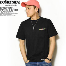 DOUBLE STEAL BANDANA PIPING TEE -BLACK/ALOHA- 981-16002画像
