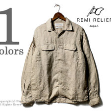 REMI RELIEF リネン オープンカラーシャツ フラップシャツ RN1822-9079画像