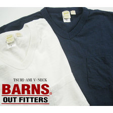 BARNS 吊り編み VネックポケットTシャツ BR-1101画像