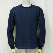 THE FLAT HEAD INDIGO THERMAL-CREW NECK F-THL-001画像