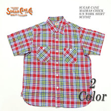 SUGAR CANE MADRAS CHECK S/S WORK SHIRT SC37932画像