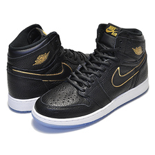 NIKE AIR JORDAN 1 RETRO HIGH OG BG "CITY OF FLIGHT"black/metallic gold-noir 575441-031画像