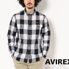 AVIREX COTTON&times;LINEN BLOCK CHECK WORK SHIRT 6185122画像