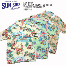 SUN SURF S/S RAYON HAWAIIAN SHIRT "ISLAND CHRONICLE" SS37781画像