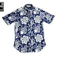 IKE BEHAR #MF1301SB S/S B.D. HAWAIIAN SHIRTS navy x white画像