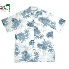 TWO PALMS PINEAPPLE MAP RAYON HAWAIIAN SHIRTS white画像