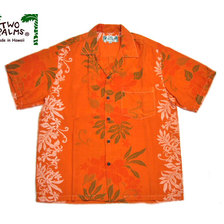 TWO PALMS PINEAPPLE RAYON OVERDYED HAWAIIAN SHIRTS orange画像