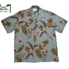 TWO PALMS HAWAIIAN ORCHID RAYON OVERDYED HAWAIIAN SHIRTS grey画像