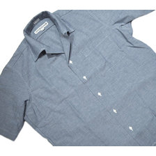 INDIVIDUALIZED SHIRTS SHORT SLEEVE ATHLETIC FIT HERITAGE CHAMBRAY CAMP COLLAR SHIRTS blue画像