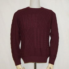 THE FLAT HEAD Club Label COTTON KNIT-RANDOM CABLE CREW NECK CL-KT004画像