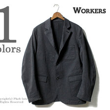 Workers Lounge Jacket, Cotton Serge, Grey画像