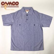 CAMCO ネイビーシャンブレー 半袖 プルオーバー アーミーシャツ画像