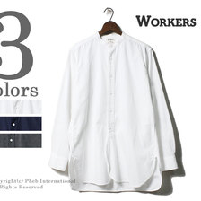 Workers Band Collar Shirt, Chambray画像
