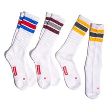 Healthknit クルー配色3本ライン 3Pソックス 191-3108画像