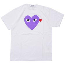 PLAY COMME des GARCONS MEN'S COLOR HEART PRINT TEE WHITExPURPLE画像