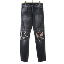 MARCELO BURLON LIGHT WASH SKULL BIKER JEANS CMYA010F188681391088画像