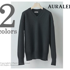 AURALEE FELT WOOL YARN KNIT V-NECK P/O A8AP02FU画像