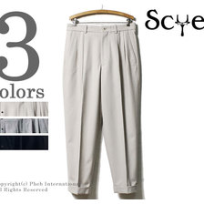 SCYE BASICS SUPER 140's サキソニー 2プリーテッド テーパードパンツ 5118-83504画像
