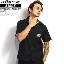 DOUBLE STEAL BLACK OPEN COLLAR SHIRT -BLACK- 783-32207画像