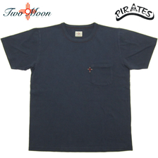 Two Moon Short Sleeve Crew Neck Cross Embroidery Pocket Cotton Tee Shirts 20213画像