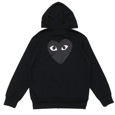 PLAY COMME des GARCONS MEN'S BLACK HEART HOODIE BLACK画像