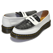 Dr.Martens × STUSSY PENTON LOAFER WHITE+BLACK MADE IN ENGLAND VIBRANCE CROCO 24359101画像