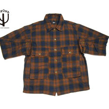 CORONA CS022-18-07 NAVY UTILITY PLAID COTTON JAC SHIRT khaki x navy画像