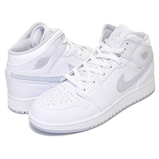 NIKE AIR JORDAN 1 MID BG white/pure platinum-wht 554725-108画像