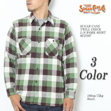 SUGAR CANE TWILL CHECK L/S WORK SHIRT SC27967画像