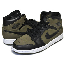 NIKE AIR JORDAN 1 MID olive canvas/black-white 554724-301画像