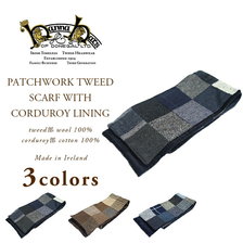 Hanna Hats PATCHWORK TWEED SCARF WITH CORDUROY LINING画像