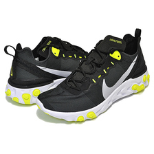 NIKE REACT ELEMENT 55 black/wolf grey-volt-white BQ6166-001画像