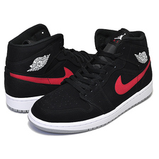 NIKE AIR JORDAN 1 MID black/umoversity red 554724-065画像