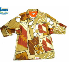 JAMS SURF LINE LONG SLEEVE PRINTED CORDUROY SHIRTS beige x brown画像