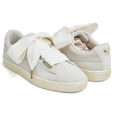 PUMA SUEDE HEART SATIN WNS WHISPER WHITE - GOLD 362714-04画像