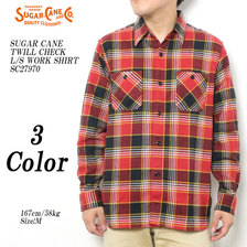 SUGAR CANE TWILL CHECK L/S WORK SHIRT SC27970画像