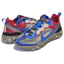 UNDERCOVER &times; NIKE REACT ELEMENT 87 LIGHT BEGE CHALK/SIGNAL BLUE BQ2718-200画像