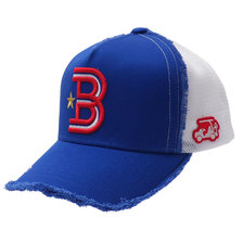 YOSHINORI KOTAKE DESIGN &times; BEAMS GOLF B LOGO MESH CAP BLUE画像