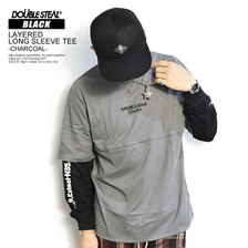 DOUBLE STEAL BLACK LAYERED LONG SLEEVE TEE -CHARCOAL- 984-19002画像