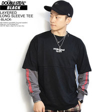 DOUBLE STEAL BLACK LAYERED LONG SLEEVE TEE -BLACK- 984-19002画像