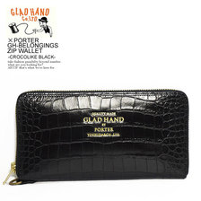 GLAD HAND &times; PORTER GH-BELONGINGS ZIP WALLET -CROCOLIKE BLACK-画像